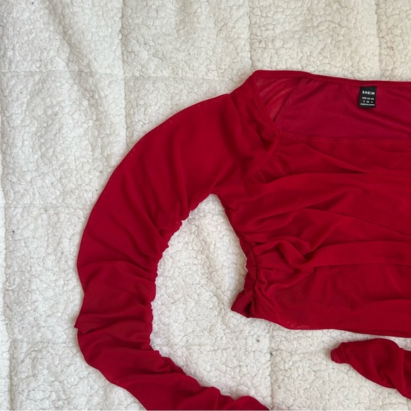 SHEIN Red Crop Top with Mesh - Picture 4 of 12
